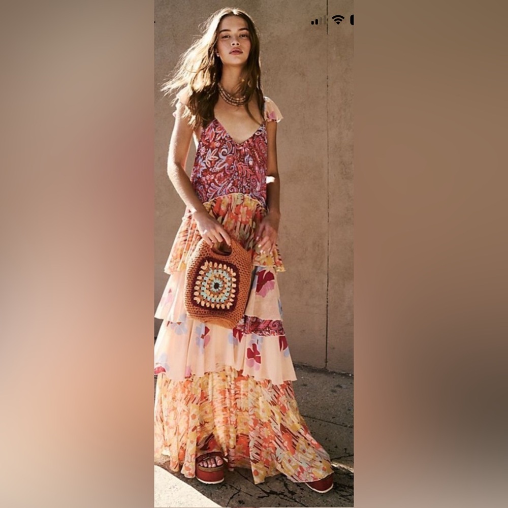 Free People Multicolor Bohemian Maxi Dress